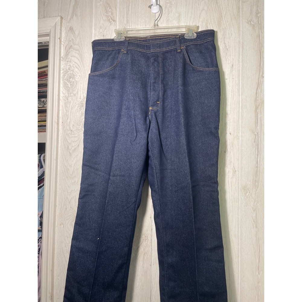 Vintage Wrangler Jeans Mens 38x29 70s 80s Dark Blue Denim Straight Western - Picture 3 of 8